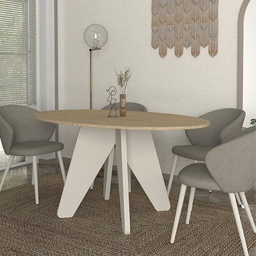 Τραπέζι Rebel Megapap χρώμα rota oak - sandstone 150x90x75cm 1 τεμ.