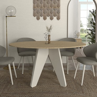 Τραπέζι Rebel Megapap χρώμα rota oak - sandstone 150x90x75cm 1 τεμ.