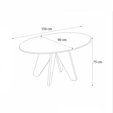 Τραπέζι Rebel Megapap χρώμα rota oak - sandstone 150x90x75cm 1 τεμ.
