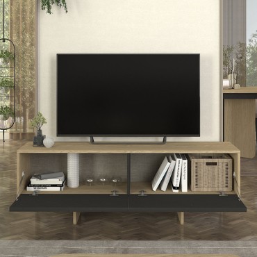Έπιπλο τηλεόρασης Lava Megapap χρώμα rota oak - ανθρακί 150x35x51,3cm 1 τεμ.