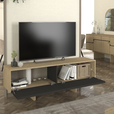 Έπιπλο τηλεόρασης Lava Megapap χρώμα rota oak - ανθρακί 150x35x51,3cm 1 τεμ.
