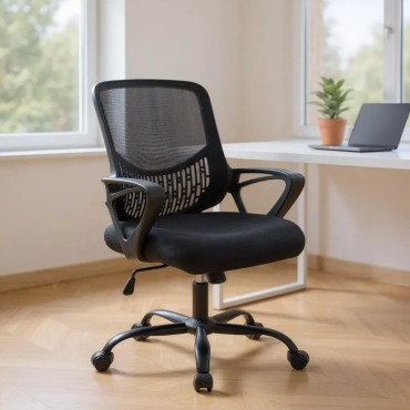 Καρέκλα γραφείου Freda Megapap με ύφασμα Mesh χρώμα μαύρο 65x65x90/100cm 1 τεμ.