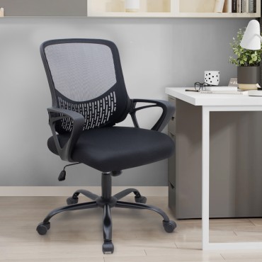 Καρέκλα γραφείου Freda Megapap με ύφασμα Mesh χρώμα μαύρο 65x65x90/100cm 1 τεμ.