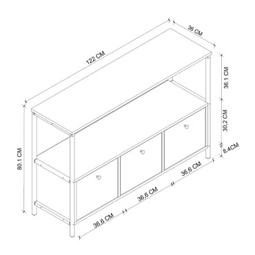 Μπουφές Mars Megapap χρώμα rustic καρυδί 122x36x80,1cm 1 τεμ.