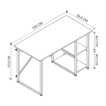 Γραφείο εργασίας Odeon Megapap χρώμα rustic καρυδί 120x59,8x73,8cm 1 τεμ.