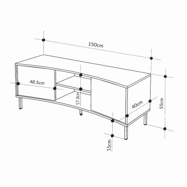 Έπιπλο τηλεόρασης Frem Megapap χρώμα ash green 150x40x55cm 1 τεμ.