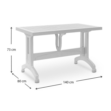 Τραπέζι πολυπροπυλενίου Callan Megapap χρώμα λευκό 140x80x73cm 1 τεμ.