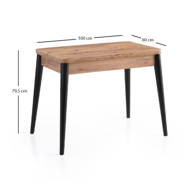 Τραπέζι Dolunay Megapap επεκτεινόμενο χρώμα atlantic pine - μαύρο 100x60(120x100)x79,5cm 1 τεμ.