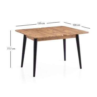 Τραπέζι Dolunay Megapap επεκτεινόμενο χρώμα atlantic pine - μαύρο 100x60(120x100)x79,5cm 1 τεμ.