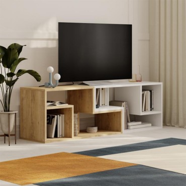 Έπιπλο τηλεόρασης Glis Megapap πολυμορφικό χρώμα sapphire oak - λευκό 145x35x44,8cm 1 τεμ.