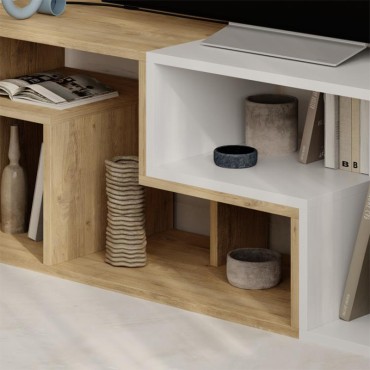 Έπιπλο τηλεόρασης Glis Megapap πολυμορφικό χρώμα sapphire oak - λευκό 145x35x44,8cm 1 τεμ.