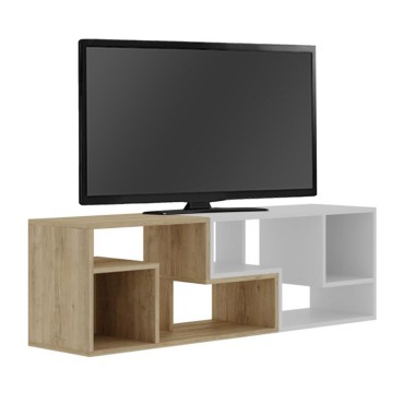 Έπιπλο τηλεόρασης Glis Megapap πολυμορφικό χρώμα sapphire oak - λευκό 145x35x44,8cm 1 τεμ.