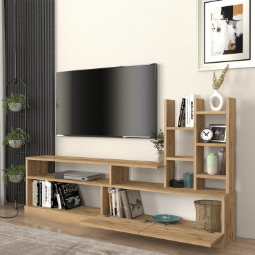 Σύνθεση τηλεόρασης Pesaro Megapap χρώμα sepet oak 165x25x91,3cm 1 τεμ.