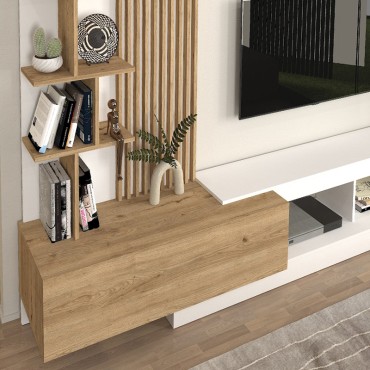 Σύνθεση τηλεόρασης Vermont Megapap χρώμα λευκό - sepet oak 240x40x192cm 1 τεμ.