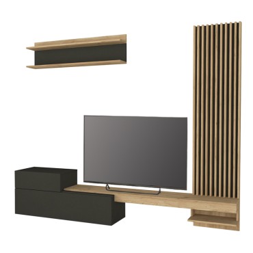 Σύνθεση τηλεόρασης Dumont Megapap χρώμα ανθρακί - sepet oak 240x36,8x200cm 1 τεμ.