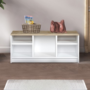 Παπουτσοθήκη London Megapap χρώμα λευκό - sapphire oak 100x35x40cm