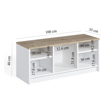 Παπουτσοθήκη London Megapap χρώμα λευκό - sapphire oak 100x35x40cm