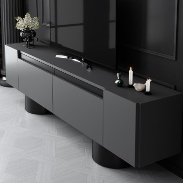 Έπιπλο τηλεόρασης Haven Megapap χρώμα ανθρακί 180x30x50cm 1 τεμ.