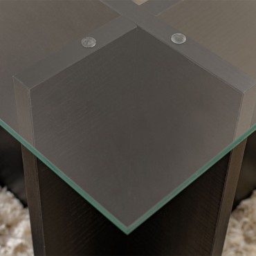 Τραπεζάκι σαλονιού Vetrino Megapap γυάλινο χρώμα black wood 105x65x40cm 1 τεμ.