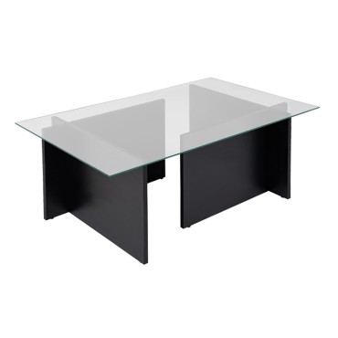 Τραπεζάκι σαλονιού Vetrino Megapap γυάλινο χρώμα black wood 105x65x40cm 1 τεμ.