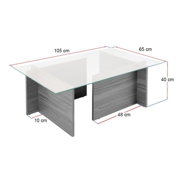 Τραπεζάκι σαλονιού Vetrino Megapap γυάλινο χρώμα black wood 105x65x40cm 1 τεμ.