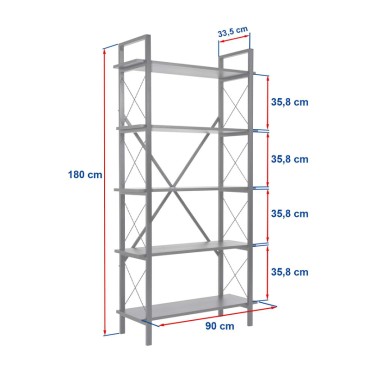 Βιβλιοθήκη Elysian Megapap χρώμα λευκό - χρυσό 90x33,5x180cm 1 τεμ.