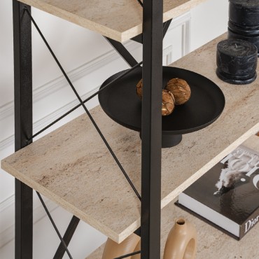 Βιβλιοθήκη Elysian Megapap χρώμα travertine - μαύρο 90x33,5x180cm 1 τεμ.