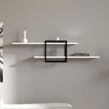 Ραφιέρα τοίχου Mone Megapap χρώμα λευκό - μαύρο 120x18x30cm 1 τεμ.