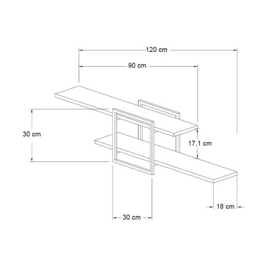 Ραφιέρα τοίχου Mone Megapap χρώμα λευκό - μαύρο 120x18x30cm 1 τεμ.