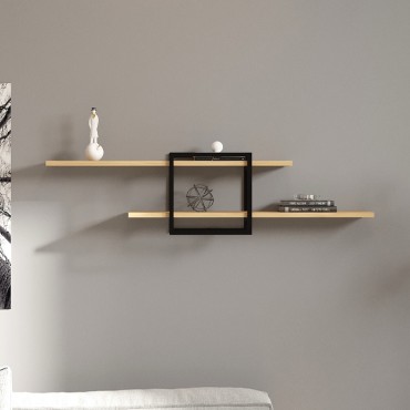 Ραφιέρα τοίχου Mone Megapap χρώμα sapphire oak - μαύρο 120x18x30cm 1 τεμ.