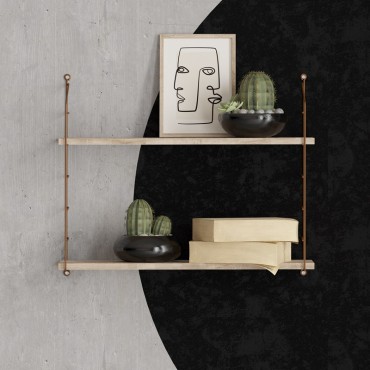 Ραφιέρα τοίχου Armoni Megapap χρώμα sacramento oak - καφέ μέταλλο 72x20x58cm 1 τεμ.
