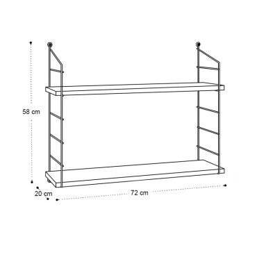 Ραφιέρα τοίχου Armoni Megapap χρώμα sacramento oak - καφέ μέταλλο 72x20x58cm 1 τεμ.