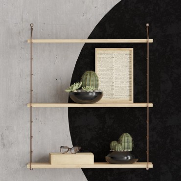 Ραφιέρα τοίχου Armoni Megapap χρώμα sapphire oak - καφέ μέταλλο 72x20x85cm 1 τεμ.