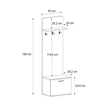 Έπιπλο εισόδου Track Megapap χρώμα καρυδί 60x38,2x190cm 1 τεμ.