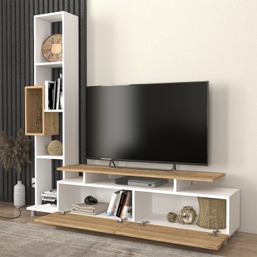 Σύνθεση τηλεόρασης Tulip Megapap χρώμα λευκό - sepet oak 160x29,5x160cm 1 τεμ.
