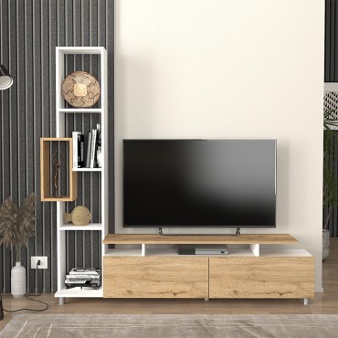 Σύνθεση τηλεόρασης Tulip Megapap χρώμα λευκό - sepet oak 160x29,5x160cm 1 τεμ.