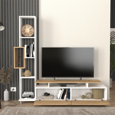 Σύνθεση τηλεόρασης Tulip Megapap χρώμα λευκό - sepet oak 160x29,5x160cm 1 τεμ.