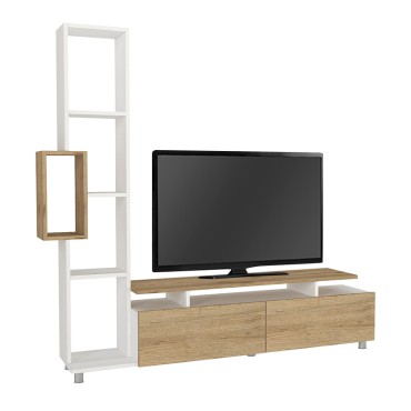 Σύνθεση τηλεόρασης Tulip Megapap χρώμα λευκό - sepet oak 160x29,5x160cm 1 τεμ.