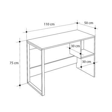 Γραφείο εργασίας Cubo Megapap χρώμα black wood 110x50x75cm 1 τεμ.