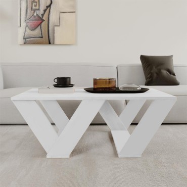 Τραπεζάκι σαλονιού Pipra Megapap χρώμα λευκό 110x60x40cm 1 τεμ.