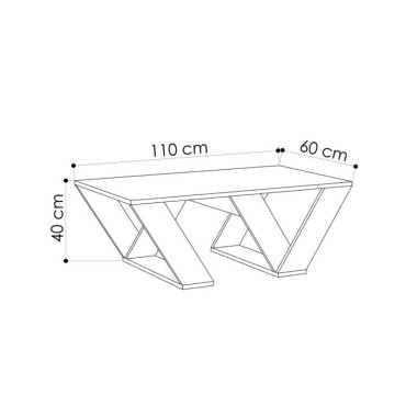 Τραπεζάκι σαλονιού Pipra Megapap χρώμα λευκό 110x60x40cm 1 τεμ.