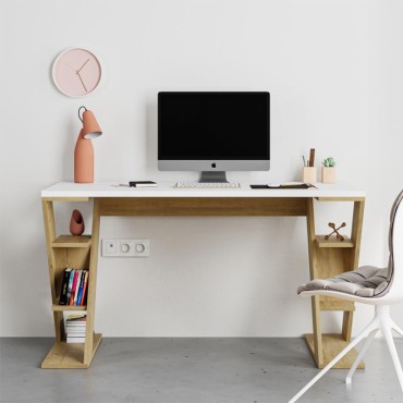 Γραφείο εργασίας Papillon Megapap χρώμα sapphire oak - λευκό 137x60x75εκ 1 τεμ.