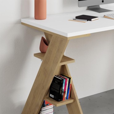 Γραφείο εργασίας Papillon Megapap χρώμα sapphire oak - λευκό 137x60x75εκ 1 τεμ.