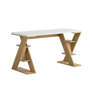 Γραφείο εργασίας Papillon Megapap χρώμα sapphire oak - λευκό 137x60x75εκ 1 τεμ.