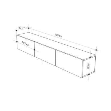 Έπιπλο τηλεόρασης επιτοίχιο Francy Megapap χρώμα ash green 180x30x30cm 1 τεμ.