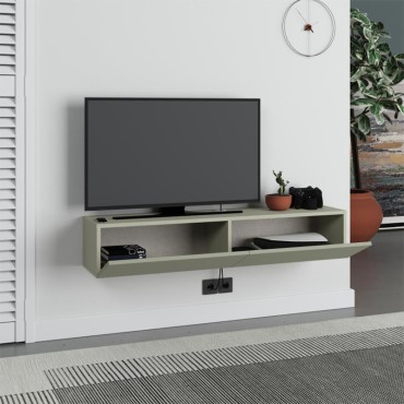 Έπιπλο τηλεόρασης επιτοίχιο Francy Megapap χρώμα ash green 135x31,7x25cm 1 τεμ.