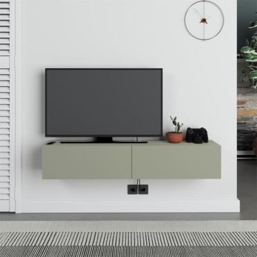 Έπιπλο τηλεόρασης επιτοίχιο Francy Megapap χρώμα ash green 135x31,7x25cm 1 τεμ.