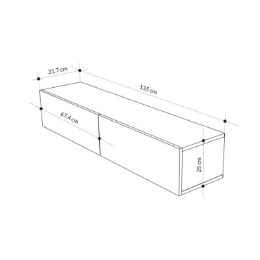 Έπιπλο τηλεόρασης επιτοίχιο Francy Megapap χρώμα sandstone 135x31,7x25cm 1 τεμ.
