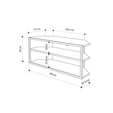 Έπιπλο τηλεόρασης γωνιακό Echo Megapap χρώμα sapphire oak 98x37x45cm 1 τεμ.