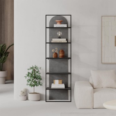 Βιβλιοθήκη Archy Megapap χρώμα γκρι ρετρό 53x31,7x180cm 1 τεμ.